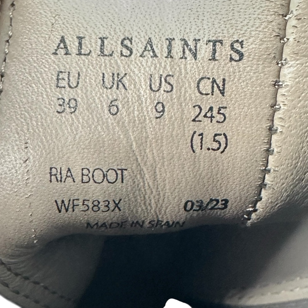 All Saints Womens Ria Point Toe Black Leather Block Heel Ankle Boot. 39/9 - Picture 13 of 13